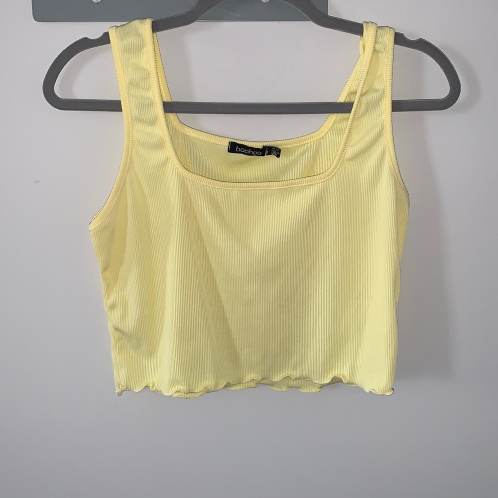 Boohoo yellow crop tank top